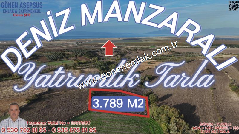 3.789 m2 Köy Altında Deniz Gören Yatırımlık Tarla